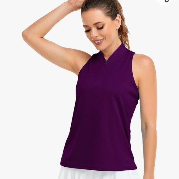 💥3/$30💥 New Womens Racerback Sleeveless Golf Polo Shirt T Shirts - Picture 3 of 7